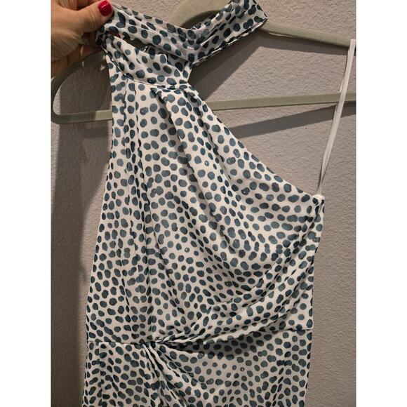 Elle Zeitoune Women's Green Polka Dot Satin Maxi Dress Size M 340 MSRP - Picture 6 of 11